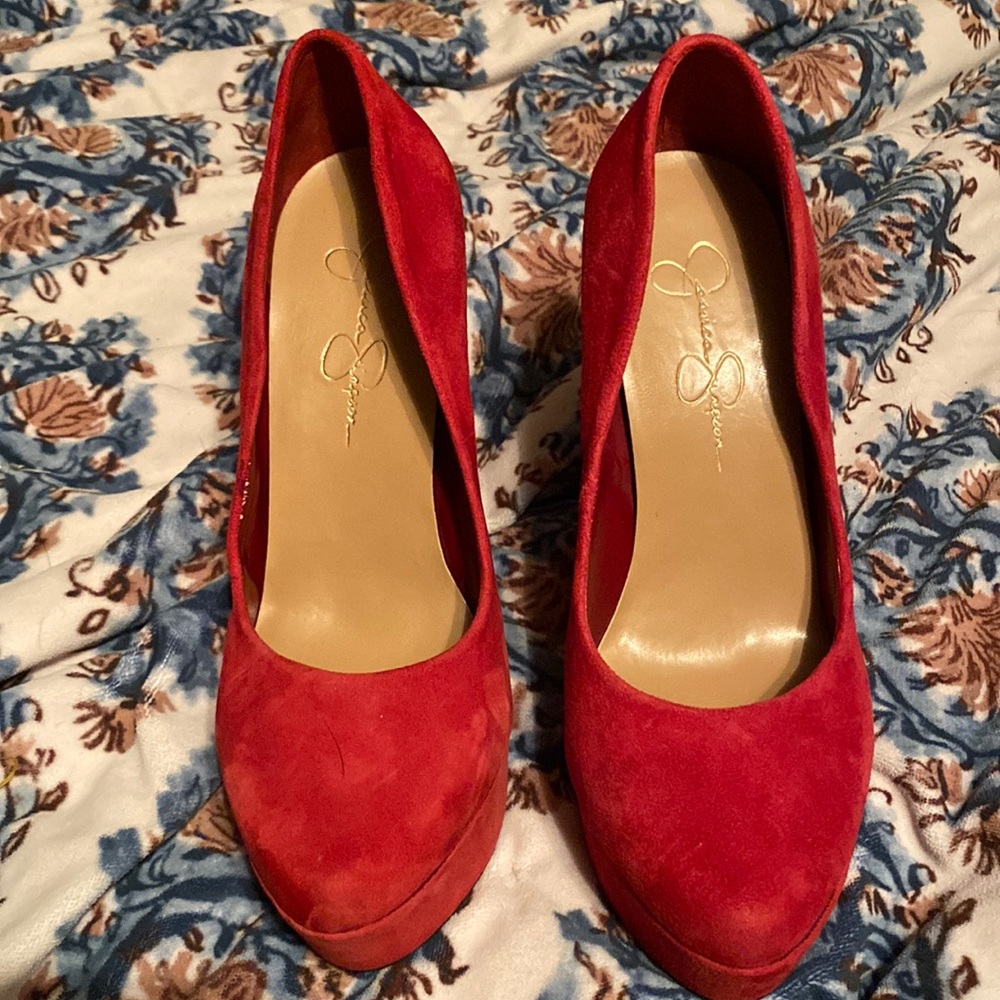 Red Suede Pumps